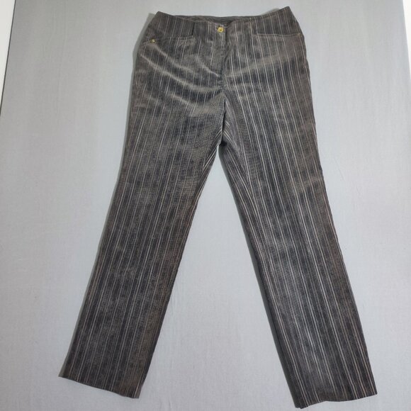 Abbie Mags corduroy pants women's size 12 brown stripes pattern straight leg - Picture 1 of 12